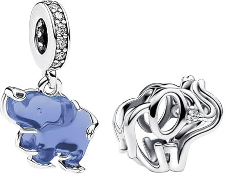 LaMenars Elephant Charm Duo für Armbänd 925 Sterling Silber Bead Women Charms Mother's Day Birthday Anniversary Jewelry for Girls Wife