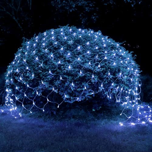 WoskjXas Lichternetz Außen Netz, 96LEDs 1.5 * 1.5M Dekoration Beleuchtung, 8 Modi Weihnachts Dekoration Lichternetz, Wasserdicht Lichternetz Lichterketten für Garten Courtyard Balcony Pathway