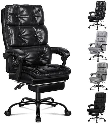 ALFORDSON Sedia Ufficio, Reclinabile 150°, Schienale Alto, Doppio Strato, Girevole 360° per Casa, sedia da scrivania, Pelle PU, Nero Lucido