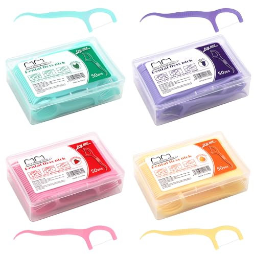 AMZSKU 200 palillos de hilo dental, palillos de dientes de hilo dental, cuidado dental con diseño en forma de Y, palillos de limpieza dentales desechables