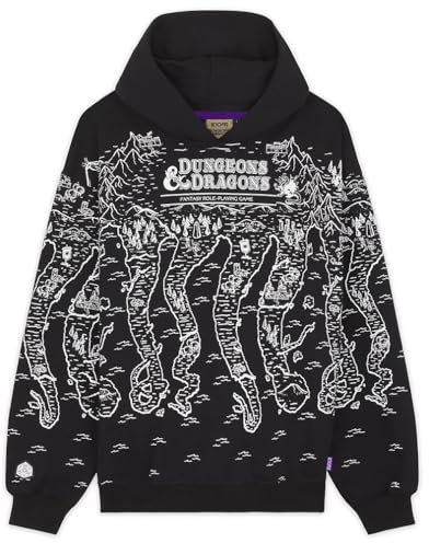 Octopus Brand D&D Map Felpa con Cappuccio Limited Edition Originale Originale 2024 (IT, Testo, S, Regular, Regular, Nero)