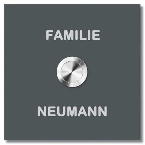 Qualitäts-Türklingel basalt-grau personalisiert MOCAVI Ring 186 Klingelschild mit Edelstahl-Taster und Name, Aufputz-Klingel quadratisch (8,5 cm), Klingelplatte modern, Beschriftung, rostfrei, matt