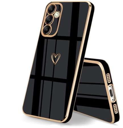 HopMore Silikon Hülle für Samsung Galaxy S24 FE 5G Hülle, Handyhülle für Samsung S24 FE Schutzhülle Ultra Dünne Weich Voller Schutz Case Cover, Stoßfeste Hülle Slim mit Muster Motiv Herz, Schwarz