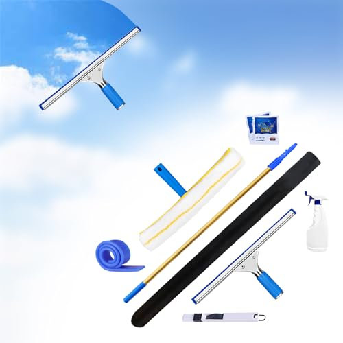 Rasqueta Limpiacristales Telescópico Profesional para Ventanas juego de siete piezas con Mango Extensible(70cm-120cm, 130cm-240cm),Limpia Cristales para Ducha (2.4m)