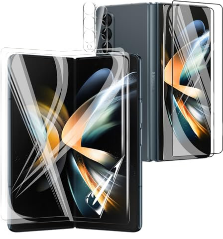 AKLPP Samsung Galaxy Fold 4 Screen Protector, 2*Inside Flexible TPU Film + 2 * 9H Hardness Tempered Glass Armored Film + 2*Camera Lens Protector, HD Clear, Anti Scratch, Bubble Self-extinction