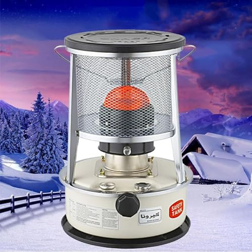 BomDog Calentador de Mecha de Queroseno de Metal No Elécespacio de Camping Quemador de Queroseno Potencia de Fuego Ajustable Estufa de Gas Refinado/One Color/White-6L