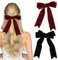 Schleife Haarspange - 2 Stück Samt Haarschleifen Clips, Französisches Haarspangen mit Große Schleife Haarschmuck für Frauen ＆ Mädchen, Hochzeit, Weihnachten Haar, Geburtstag (Schwarz + Weinrot)