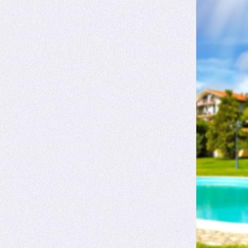 Milchglasfolie Fenster Sichtschutz Fensterfolie 100 x 250 cm Sichtschutzfolie Selbstklebend Statisch Haftend, Kein Kleber, Blickdicht, Wiederverwendbar, für Zuhause, weiß matt