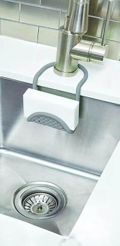 Easylife Sink Caddy, Flexible Kitchen Sink Organiser, Fits Around Taps, Doubles as Bathroom Soap Holder, Sponge, Brush or Scourer Holder, H25.5xW11xD0.8cm - Fully Guaranteed