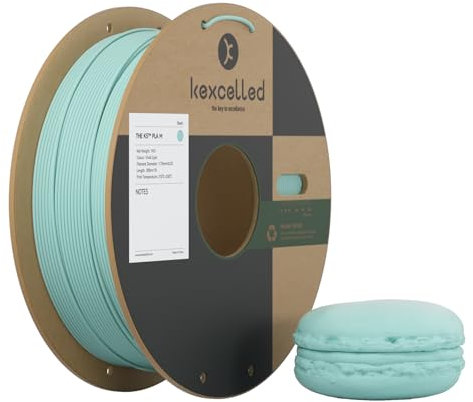 kexcelled Macaron Matte PLA Filament 1,75 mm, PLA Rolle, 3D Drucker Filament, Glanzfreie Farbe, 1 kg Pappspule (2,2 lbs) +/- 0,03 mm, Matte Oberfläche, Lebendiges Cyan