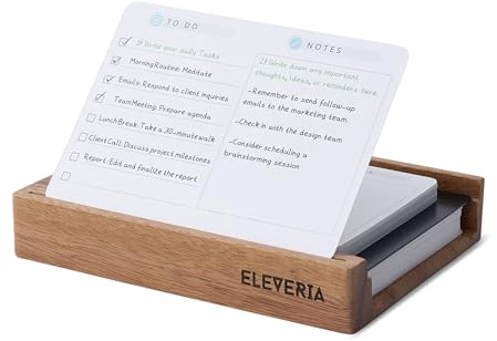 ELEVERIA® To-Do-Listenständer aus Walnuss | Schreibtisch-Organizer für Notizen, Erinnerungen, Tagesplaner, Produktivitätssystem, Zeitsperre | Karten separat erhältlich