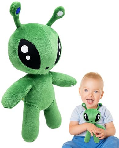 Green Space Alien-Stofftier, grüne Alien-Plüschpuppe, grüne Alien-Stoffpuppe, weiches Wurfkissen, Alien-Stofftier, Alien-Plüschtiere, Spielzeug für Kinder, Animationsfans und Freunde