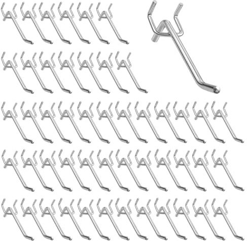 LEKEFETO 50 ganchos para pared perforada, soporte para herramientas, longitud de 10 cm, para panel perforado, accesorios para pared perforada con 3,2 cm de distancia central, pared, garaje, estantería