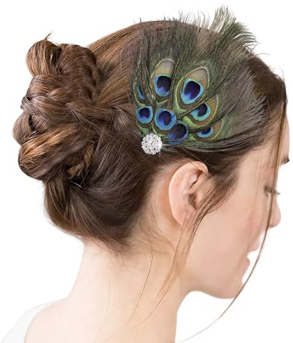 Pfauenfedern Haarschmuck 1920er Accessoires Damen Vintage Pfau Kopfschmuck mit Strass Pfau Kostüm Damen Accessoires 1920er Jahre Feder Stirnbänder für Feste Party Dekoration Hochzeiten und Karneval