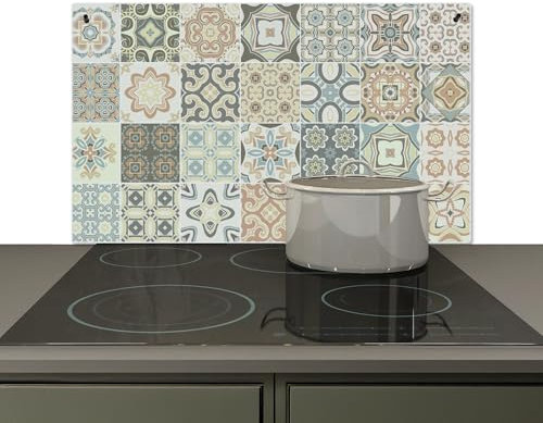 KitchenYeah© Spritzschutz Küchenrückwand Vinyl 91x52 cm Küche Wand Deko Küchenwand Rückwand, Ceranfeld Abdeckplatte Muster - Fliese - Mosaik