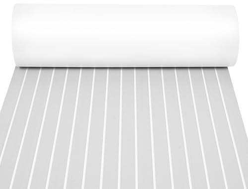 ACROSSPART Eva Schaum Boot Bodenbelag Marine, rutschfeste Matte, Schiffsdeckmatte Selbstklebend, Bodenbelag Selbstklebend, 240 * 90cm (Hellgrau + Weiß)