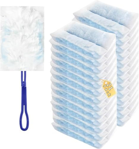 Pack of 20 Dust Magnet Refill Pack with 1 Handle for Swiffer, Duster Refill Pack Duster Set for Cleaning, Against Dust, Allergens, Pet Hair (20)