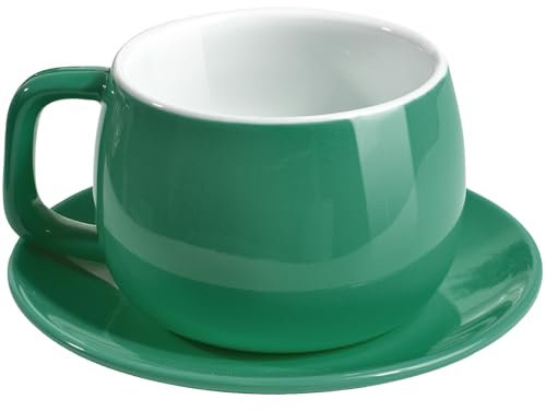 ionEgg Porcelain Coffee Cup with Saucer 270ml/9oz, Minimalist Design, Perfect for Latte, Cappuccino, and Tea, Cyan