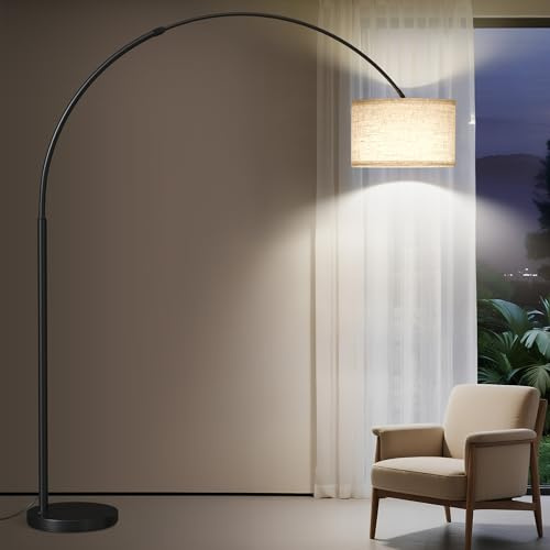 SUNMORY 82 Tall Arc Floor Lamps for Living Room, Large Floor lamp with Length Adjustable, Modern Curved Floor lamp, Corner Lamp for Dining Room, Office, Black