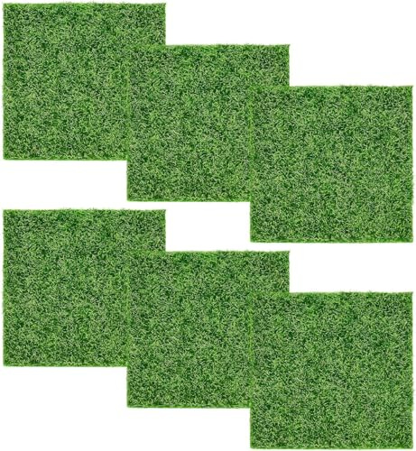 JACMKEON 6 Pack Artificial Turf Grass Tiles 15 x 15cm Synthetic Grass Lawn Astro Garden Lawn High Density Fake Grass Turf Mat Patch Tile - Dark Green