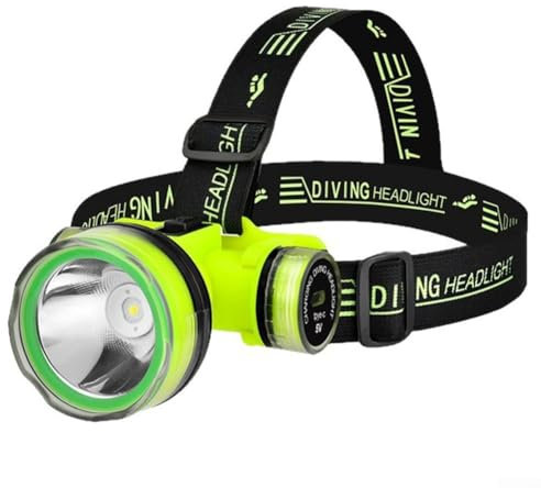 HOHOVYVY Linterna frontal LED recargable, sumergible 350 m, resistente al agua, con 2 modos de iluminación, IPX8, para pesca nocturna (Q902)