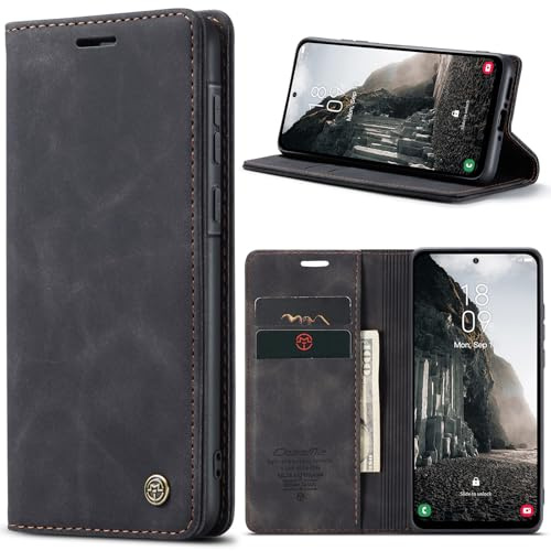 Wusbulk Handyhülle für Samsung Galaxy A56 5G Hülle, Premium PU Leder Klapphülle, Kartenfach Standfunktion Magnet Flip Wallet Case für Samsung Galaxy A56 5G Schutzhülle - Schwarz