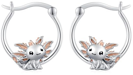 JFASHOP Axolotl Ohrringe für Mädchen Damen 925 Sterling Silber Tier Creolen Ohrringe Tierohrringe Axolotl Schmuck Geschenke für Frauen Teen