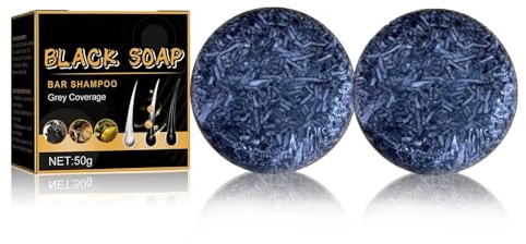 Grau Glanz Seife, Shampoo Bar Gegen Graue Haare Mit Natürlicher Haarabdeckung, Feste Haarseife Zur Grauhaar Reduzierung, Dunkler Shampoo Riegel Für Natürliche Haarfarbe (2pc, 50g)