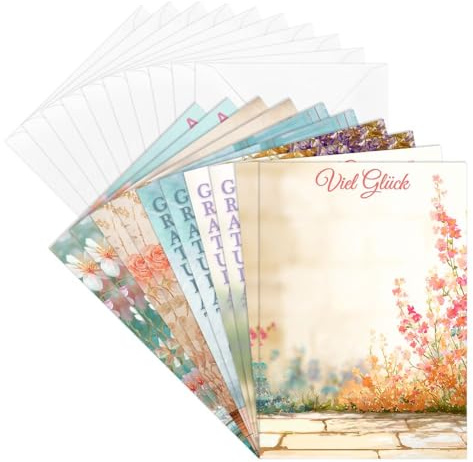 Ideen mit Herz DIY-Grußkarten Set | 2 x 5 Designs | 11,5 cm x 16,5 cm | 10 Klappkarten zum Basteln | inklusive Umschläge | für DIY Weihnachtskarten, Geburtstagskarten u.v.m. (Glückwünsche)