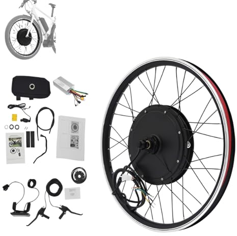 Armanyya 24 Zoll Ebike Umbausatz, 48V 1000W Vorderrad-E-Bike-Nabenmotorsatz mit LCD-Anzeige, 440 U/min, Fahrrad Nachrüstsatz mit 5 Einstellbare Geschwindigkeiten