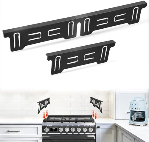 2 Pack Stove Gap Covers, Stainless Steel Range Trim Kit, 13.8'' to 27.5'' Adjustable Stove Gap Filler, Heat Resistant Protect Stove Gap Filler for Gas Electric Cookers,Counters,Oven,Washer (Black)