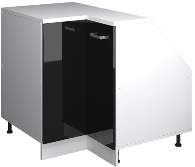 Vicco Eck-Küchenschrank für Dachschrägen R-Line, Schwarz HGL, 75.6 cm