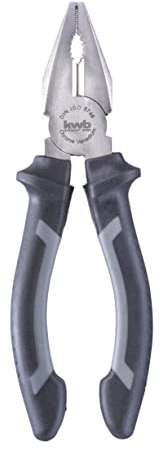 kwb Kombizange in 160 mm, mit 2-Komponentengriff mit Handschutz, langlebig, aus CV-Stahl, Satin-Finish, mit gehärteten Schneiden, Greifzone, entspricht DIN ISO 5746