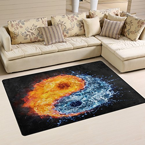 Use7 Fire Water Yin Yang Area Teppich Anti-Rutsch-Fußmatte Fußmatten Wohnzimmer Schlafzimmer 100 x 150 cm