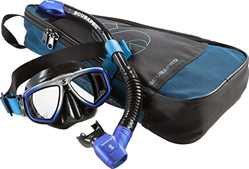 SCUBAPRO Unisex-Adult Zoom Evo Combo Schnorchelset Tauchset Tauchregler, schwarz-blau-Silber, Einheitsgröße