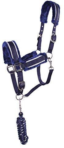 ARBO-INOX Halfterset Halfter-Set Halfter und Strick mit Polsterung 4 Farben (PONY, blau)
