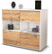 Stil.Zeit Sideboard Carmen, Korpus Weiss matt, Front Holz-Design Pinie (92x79x35cm) Push-to-Open Technik & Leichtlaufschienen