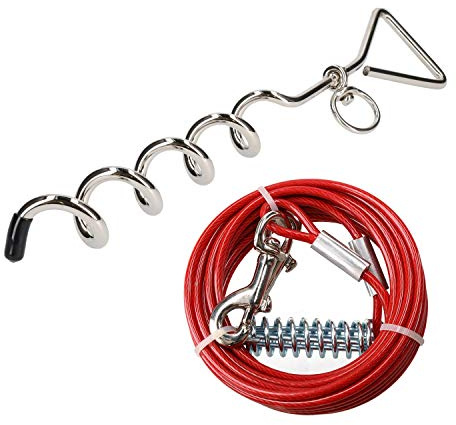 AB Tools Dog Yard Stake Out Spike & 10ft Weather Resistant Strong Tie Out Cable