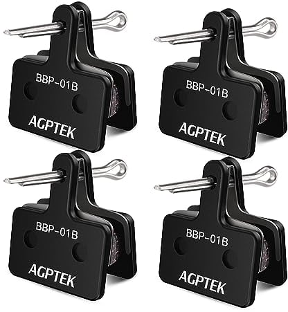 AGPTEK 4X Bremsbeläge Fahrrad, Scheibenbremsbeläge, High Performance Bremsbeläge Disc Brake Pads & Spring (Resin) für Mountainbike Scheibenbremse I Bike Beläge I Bremsbelag (4 Stück), Schwarz