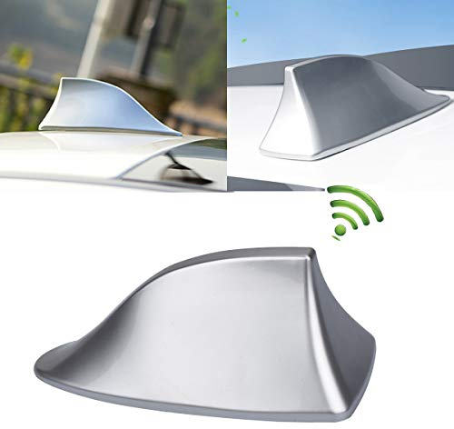 Heart Horse Antenna squalo per auto, antenna decorativa per tetto auto con base segnale radio AM/FM, universale per la maggior parte delle berline, SUV e furgoni (argento)