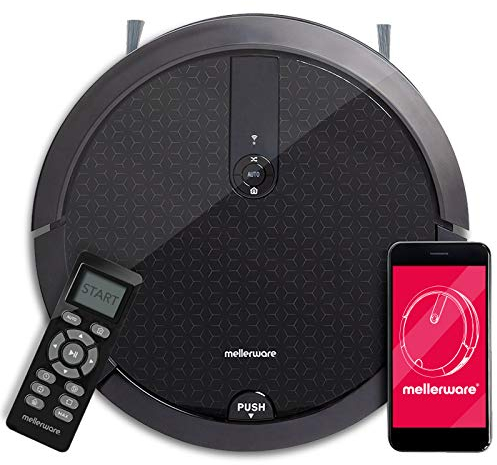 Mellerware - Robot Aspirador Tidy! Gyro | 1400 Pa Alta Potencia | Aspira, friega, Barre y Pasa la mopa | Óptimo para Mascotas | Tecnología GYRO | Mando a Distancia | 150 m2 | App (City)