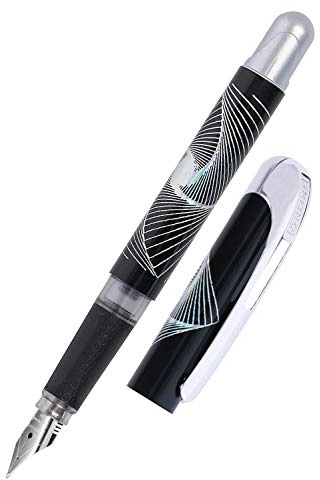 Online 12531/3D - College Virtual Silver, Patronen-Füller, Standard-Tintenpatronen, hochwertige Iridium-Feder M, ergonomisches Softtouch-Griffstück, Metallclip, 1 Stück