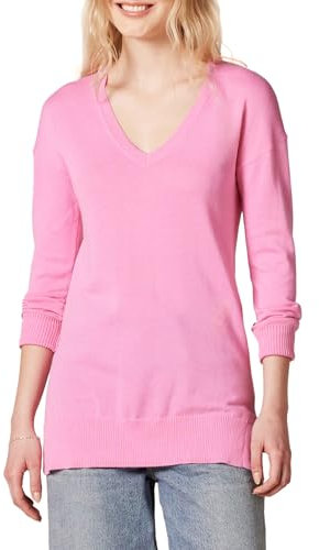Amazon Essentials Pull Tunique Léger À Manches Longues Et Col En v (Disponible En Grande Taille) Femme, Rose, XXL