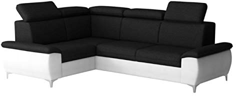 Ecksofa Magic B mit Einstellbare Kopfstützen Schlaffunktion Bettkasten Eckcouch Polsterecke Polstersofa L-Form Couch Sofa Polstergarnitur Wohnlandschaft (Soft 017 + Malmo New 96, Seite: Links)