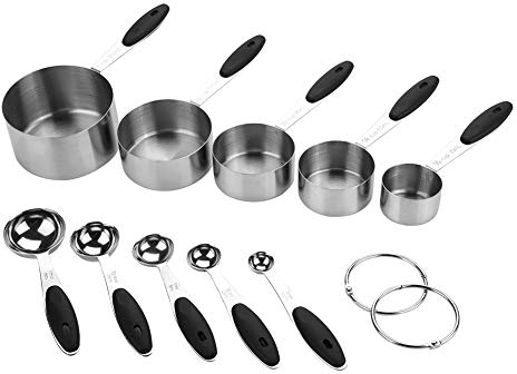 Cucharas medidoras de acero inoxidable, juego de tazas de cuchara medidora para hornear, utensilios de cocina para el hogar