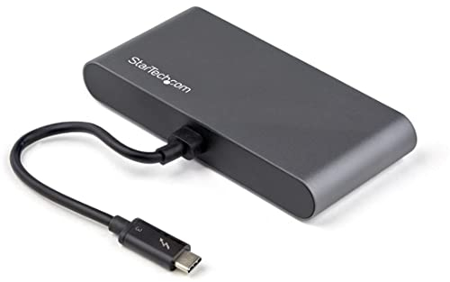 StarTech.com Thunderbolt 3 Mini Dock - Portable Dual Monitor Docking Station w/HDMI 4K 60Hz, 2x USB-A Hub (3.0/2.0), GbE - 11in/28cm Cable - TB3 Multiport Adapter - Mac/Windows (TB3DKMHDL)
