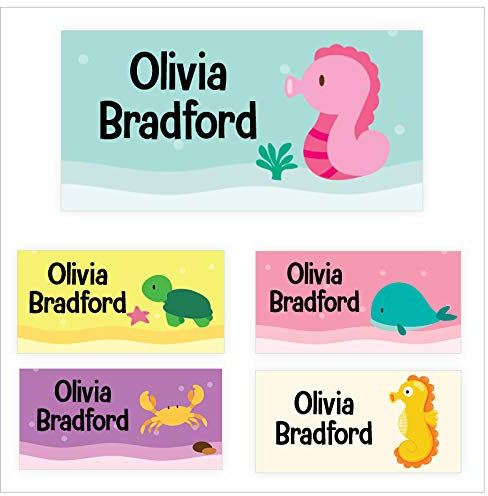 Pack of 45 Animals Personalised Name Stickers for Water Bottles (40 x 20 mm) Self Adhesive Waterproof School Name Stickers Stationeries Stickers Limited