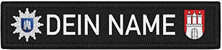 Copytec Namensschild Polizei Dein Name Hamburg Patch Kommisar Dienstnummer #37052