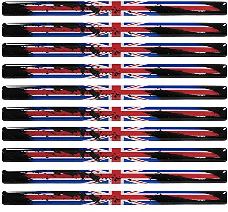 BIKE-label Union Jack 3D Aufkleber Flaggen 10 Stück je 150 x 10 mm Sticker Auto Kfz Motorrad 300551VE