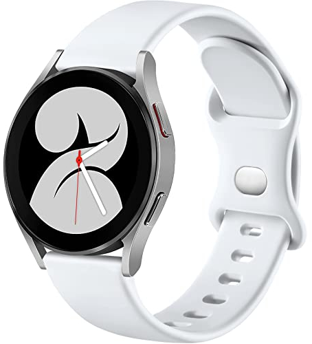 Mastten Correa de Silicona Compatible con Samsung Galaxy Watch Active 2 40mm/44mm, 20mm Pulsera Deportiva con Hebilla de Doble Orificio para Galaxy Watch 4/Watch 4 Classic/Watch3 41mm, L Blanco